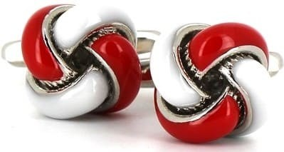 White and Red Knot Cufflinks