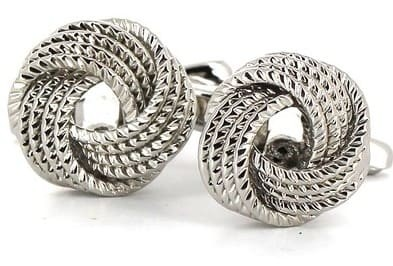 Striped Silver Knot Cufflinks