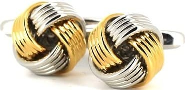 Striped Silver and Gold Knot Cufflinks