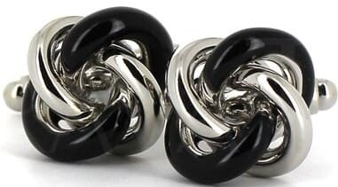 Silver and Black Knot Cufflinks
