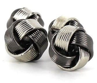 Black and Silver Striped Knot Cufflinks