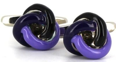 Tricolor Black and Purple Knot Cufflinks