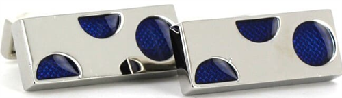 Rectangular Cufflinks with Blue Circles