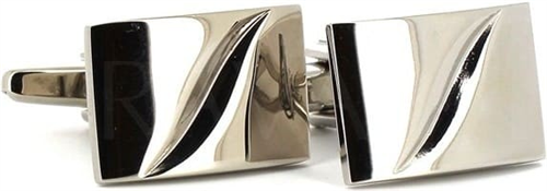 Rectangular Cufflinks with Central Groove