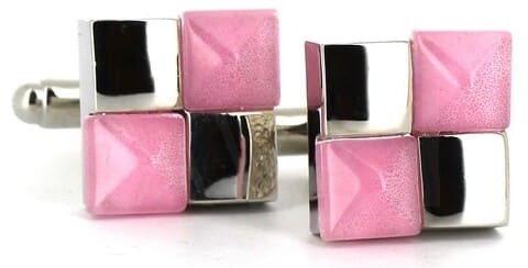 Pink and Silver Cufflinks
