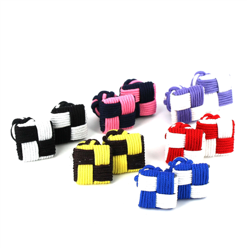 SET OF 6 TWO-TONE SQUARE BRAIDED CUFFLINKS
