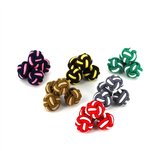 SET OF 6 TWO-TONE DOUBLE BALL KNOT CUFFLINKS