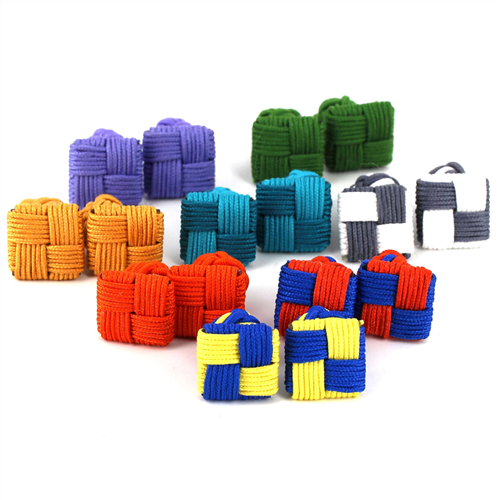 SET OF 8 SQUARE BRAIDED CUFFLINKS