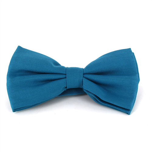 Turquoise Herringbone Cotton Bow Tie