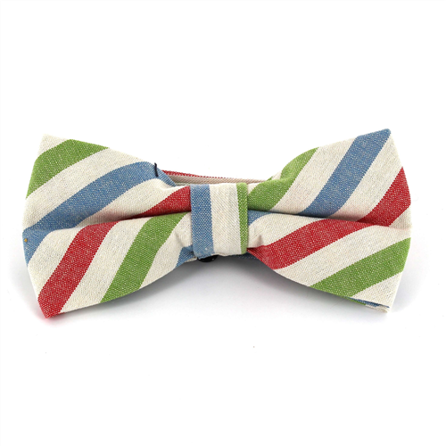 Multicolored Striped Cotton Bow Tie