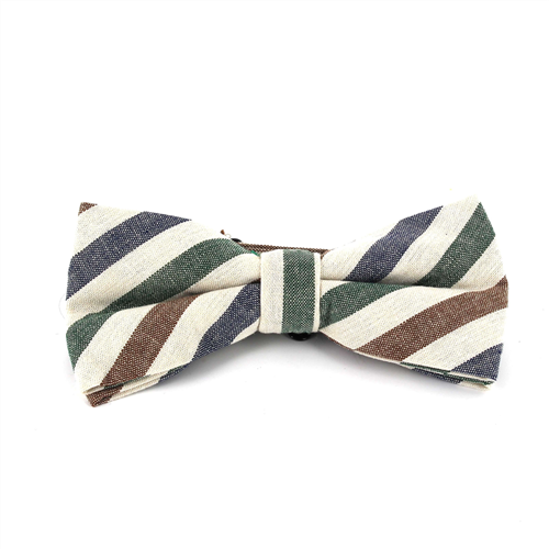 Multicolored Striped Cotton Bow Tie