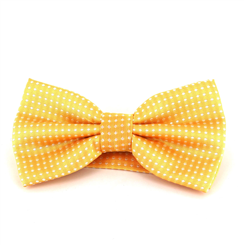 Yellow Bow Tie with White Dots