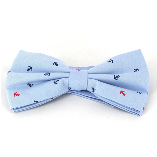 Light Blue Anchor Bow Tie
