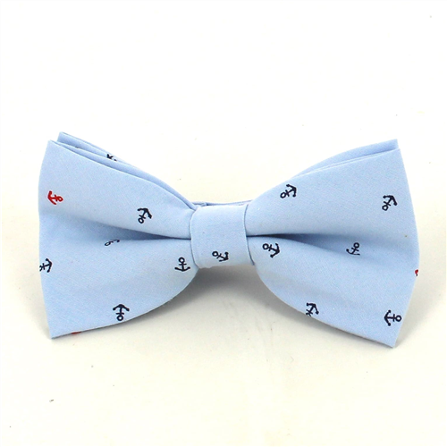 Light Blue Anchor Bow Tie