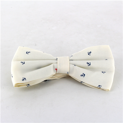 Light Beige Anchor Bow Tie