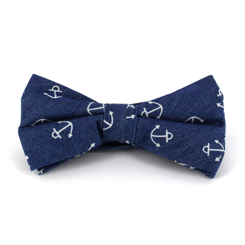 Dark Denim Anchor Bow Tie