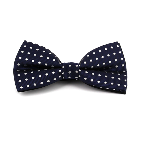Blue Bow Tie with White Polka Dots