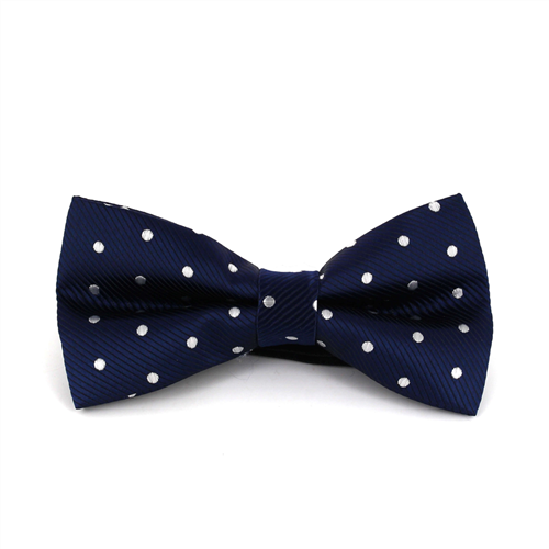 Blue Bow Tie with White Polka Dots