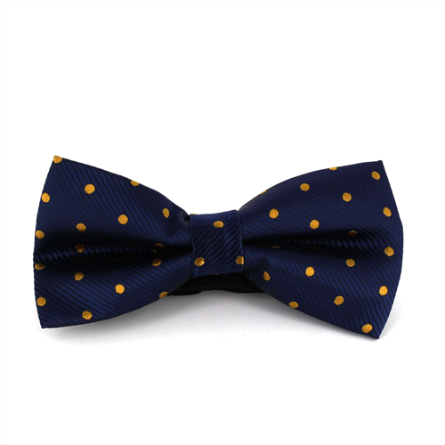 Blue Bow Tie with Golden Polka Dots
