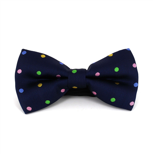 Multicolor Polka Dot Blue Bow Tie