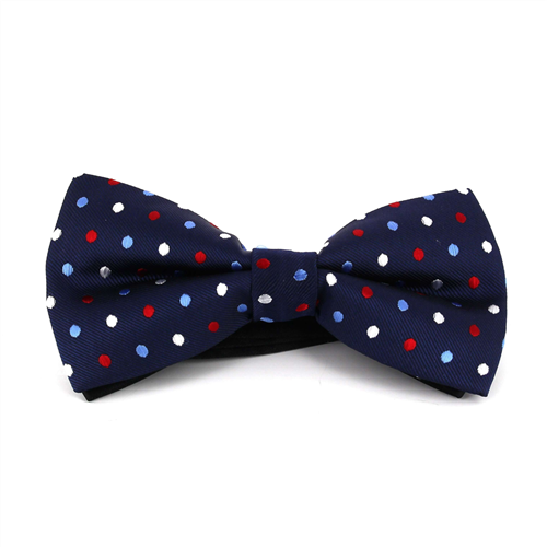 Multicolor Polka Dot Blue Bow Tie