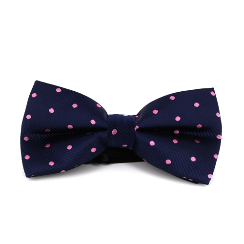 Blue Bow Tie with Pink Polka Dots