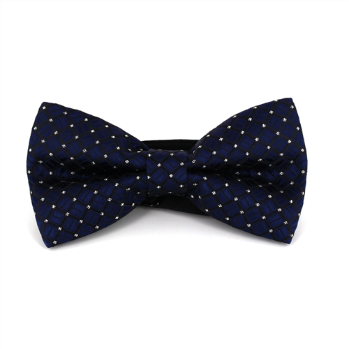Midnight Blue Checkered and Dotted Bow Tie