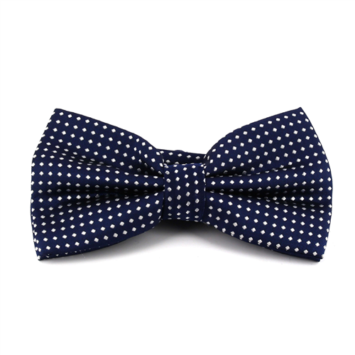 Midnight Blue Bow Tie with White Dots