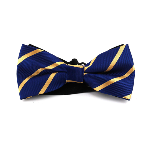 Dark Blue Bow Tie with Gold Stripes