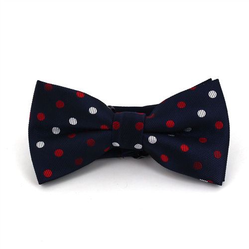 Dark Blue Bow Tie with Multicolor Polka Dots