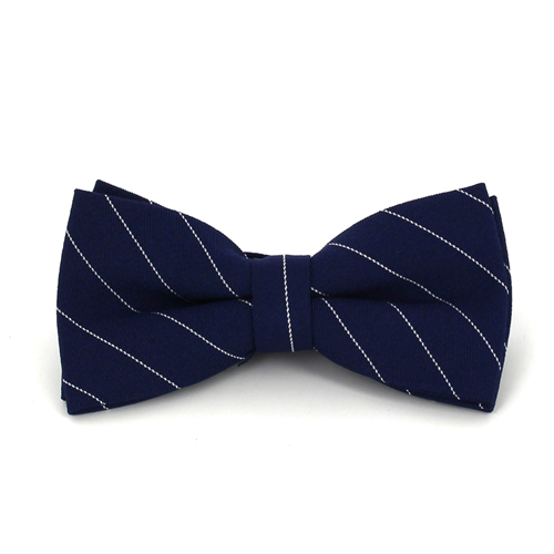 Blue Bow Tie with White Stripes