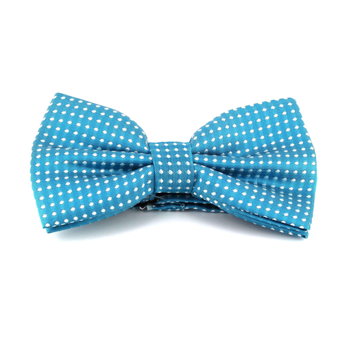 Turquoise Blue Bow Tie with White Dots