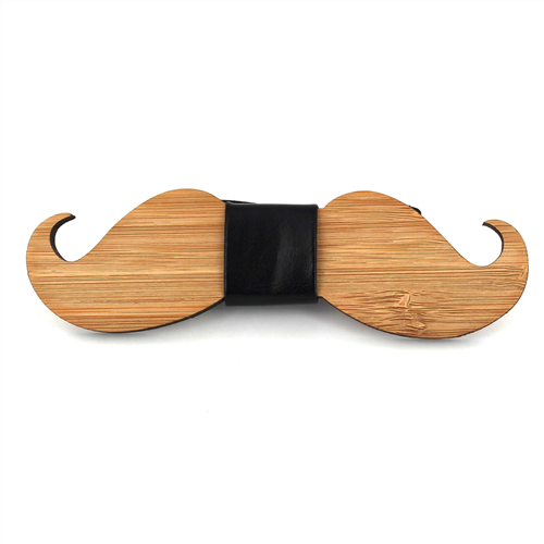 Bamboo Mustache and Leather Bow Tie