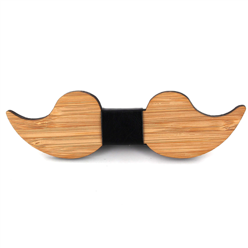 Bamboo Mustache and Leather Bow Tie