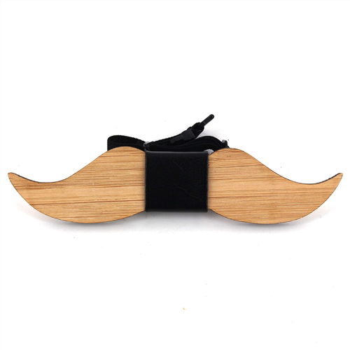 Bamboo Mustache and Leather Bow Tie