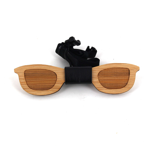 Bamboo Bow Tie with Glasses and Leather