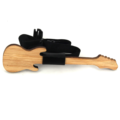 Bamboo Guitar and Leather Bow Tie