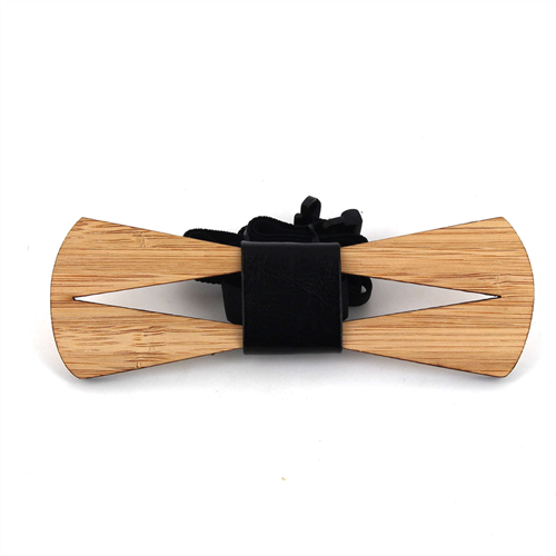 Hollow Bamboo and Leather Bow Tie