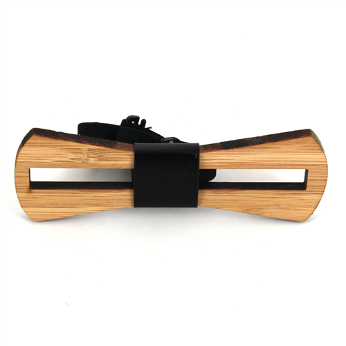 Hollow Bamboo and Leather Bow Tie