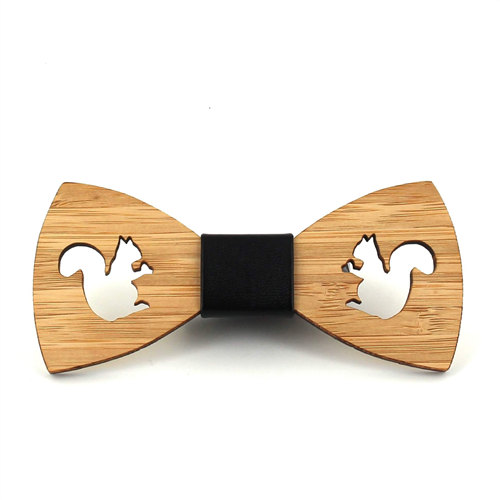 Hollow Bamboo Squirrel Bow Tie