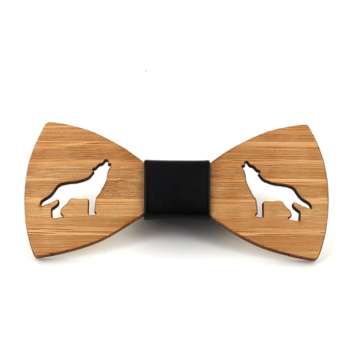 Hollow Wolf Bamboo Bow Tie