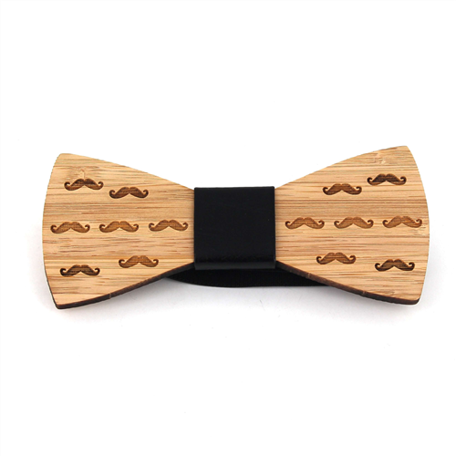 Bamboo Mini Mustache Bow Tie