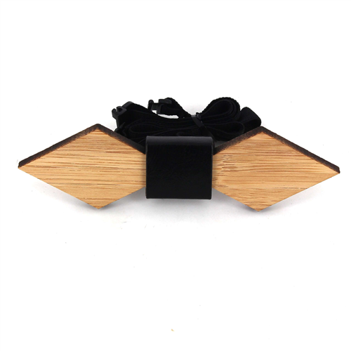 Bamboo Diamond Pattern and Leather Bow Tie