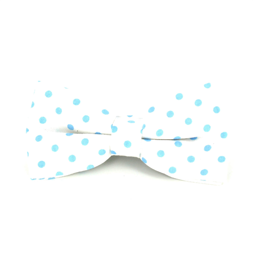 White Bow Tie with Blue Polka Dots