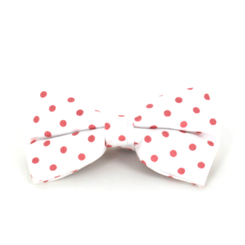 White Bow Tie with Orange Polka Dots