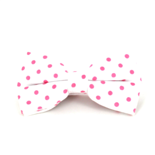 White Bow Tie with Pink Polka Dots