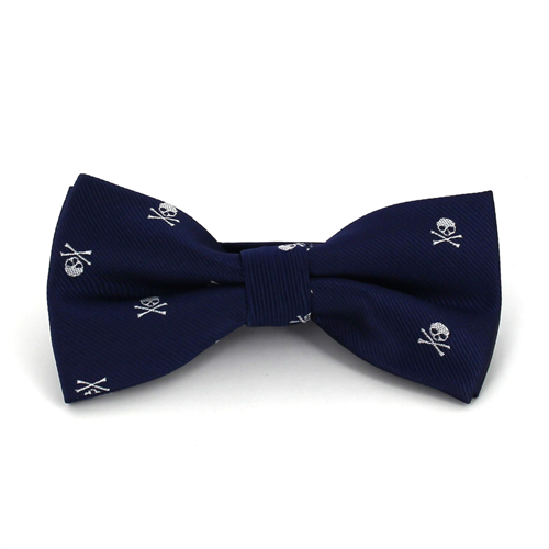 Dark Blue Skull Bow Tie