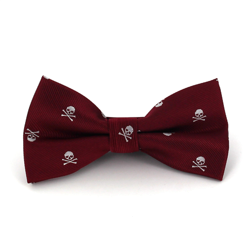 Burgundy Skull Bow Tie