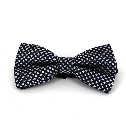 Blue and Silver Crosses Bow Tie