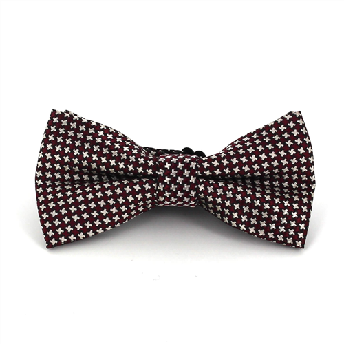 Burgundy and Silver Crosses Bow Tie